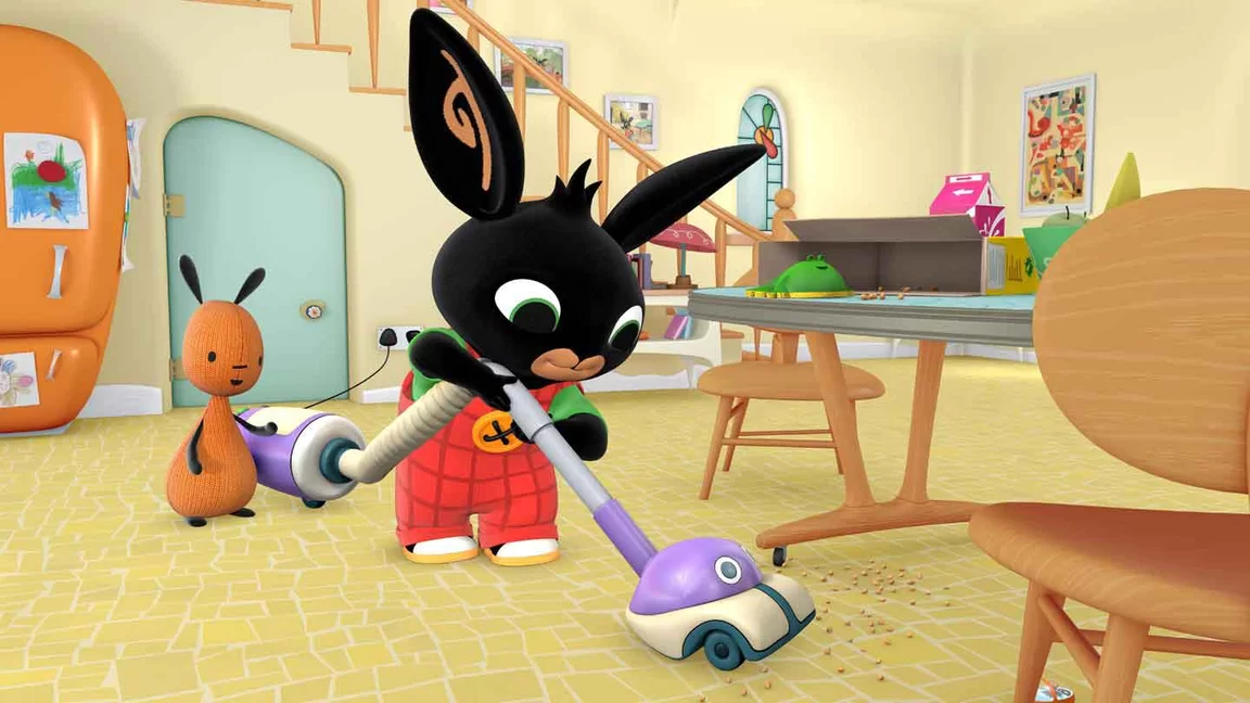 Bing and Flop with vacuum cleaner