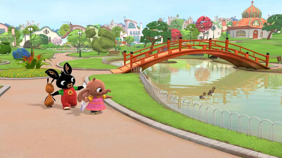 Bing, Flop and Sula run to see the ducks