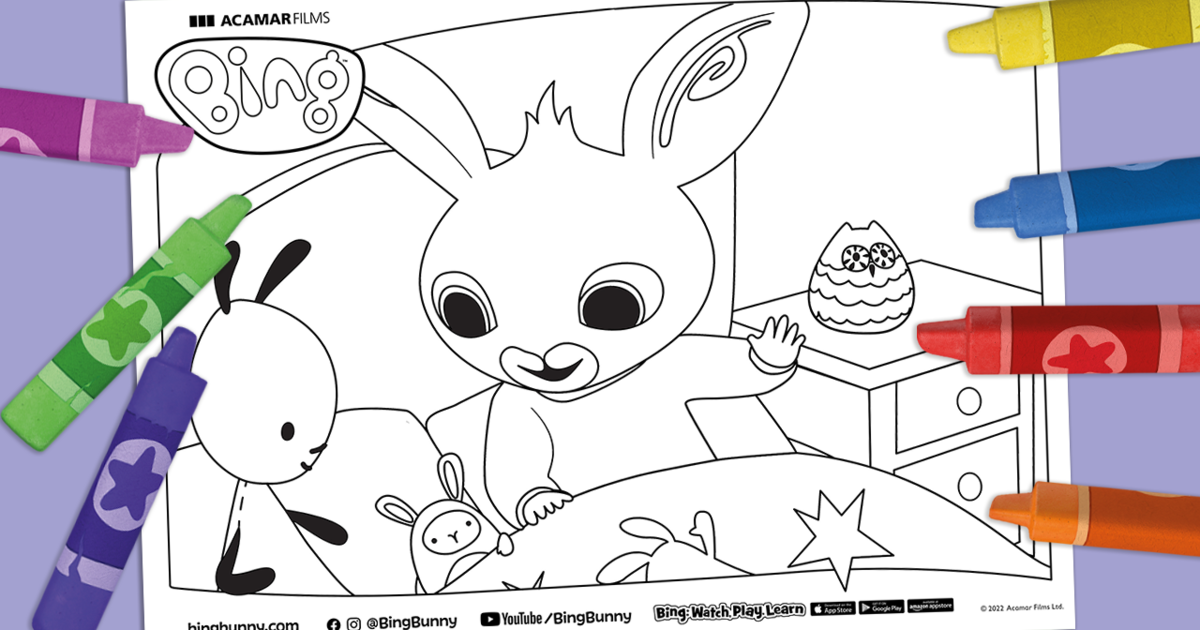 Bing and Flop Bedtime Colouring Sheet | Bing Bunny