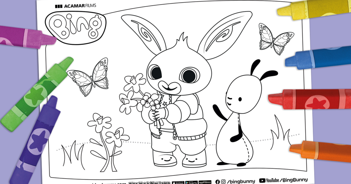 Bing and Flop Spring Colouring Sheet | Bing Bunny