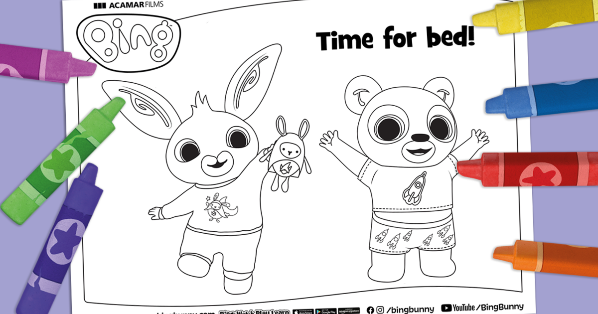 Bing and Pando Bedtime Colouring Sheet | Bing Bunny