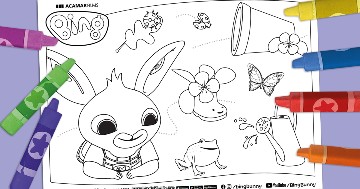 Bing's Garden Colouring Sheet | Bing Bunny