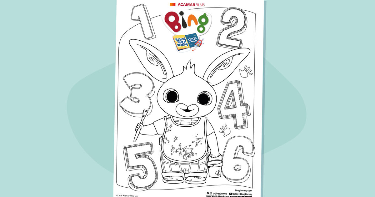 Numbers Colouring In Page | Bing Bunny